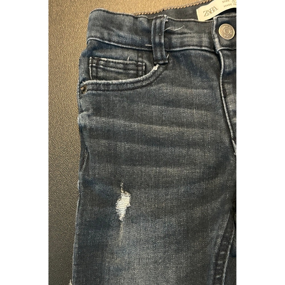 Zara Boys Distressed Dark Wash Denim Jeans Size 2-3 Years CM 98 Blue Pants 1578 - Picture 8 of 12